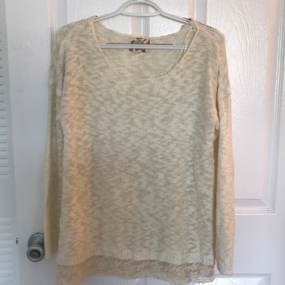 Hippie Rose lace trimmed sweater